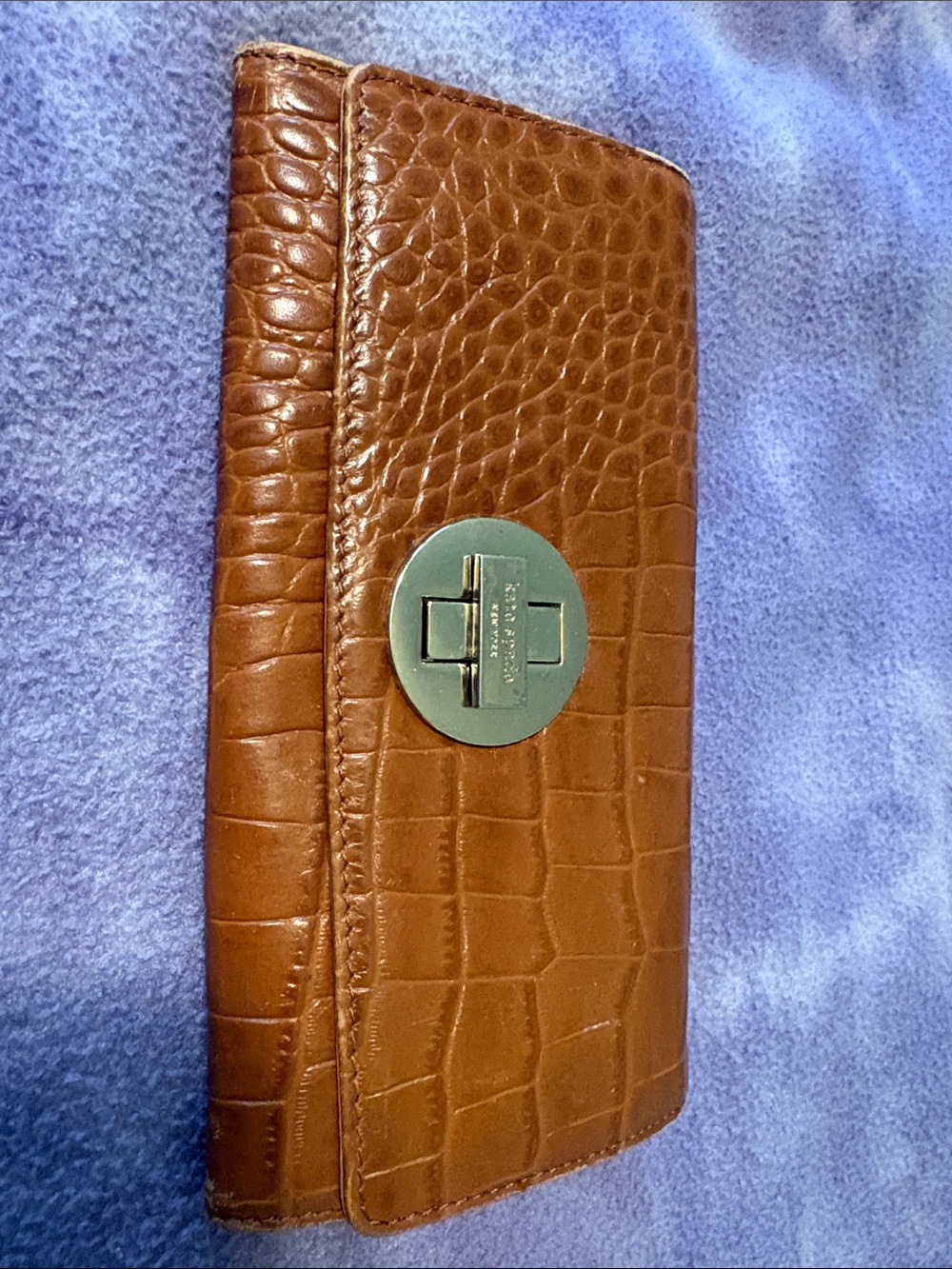 kate spade Brown Croc-Embossed Leather Turn-Lock wallet